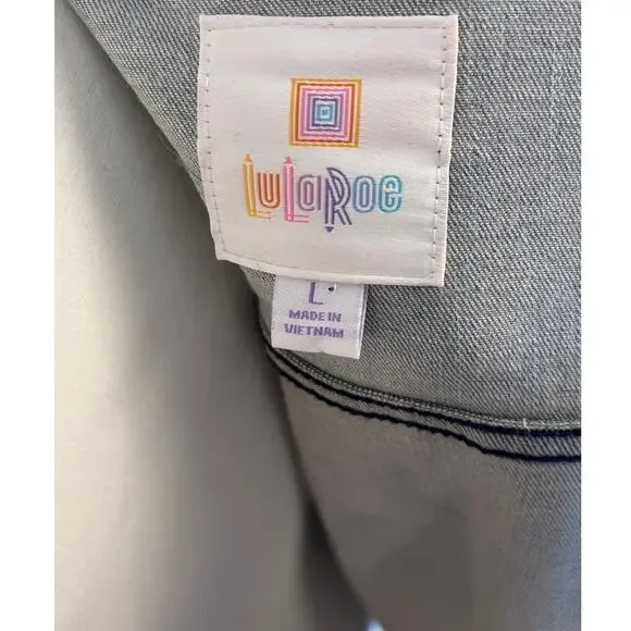 Lularoe Women's Size L Color block Denim Jean Button Up Jacket #0039 - Picture 4 of 6